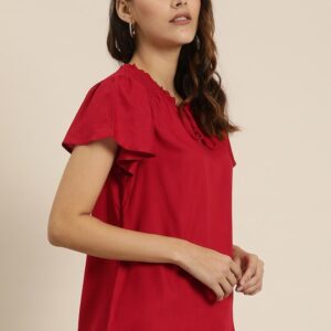 all about you Women Red Solid Top