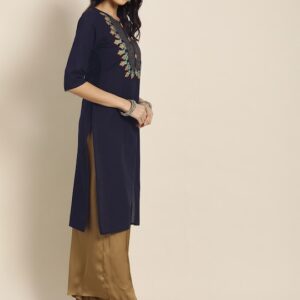 Moda Rapido Women Embroidered Yoke Design Straight Kurta