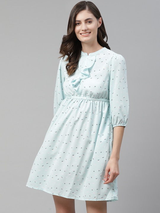 Mast & Harbour Floral Print Ruffled Empire Dress