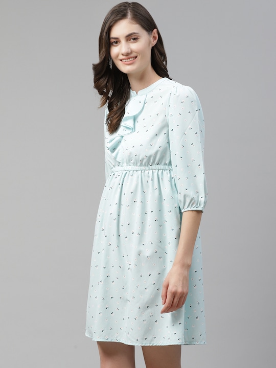 Mast & Harbour Floral Print Ruffled Empire Dress