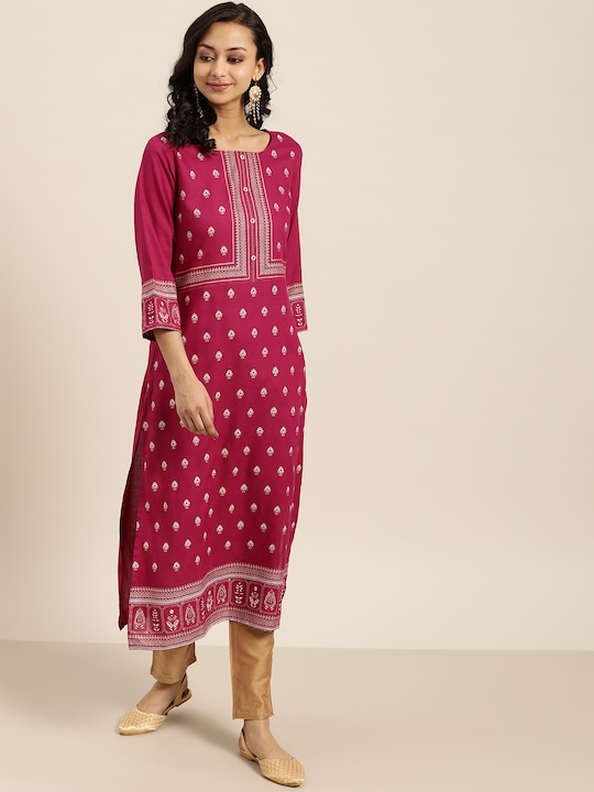 Sangria Women Ethnic Motifs Print Straight Kurta