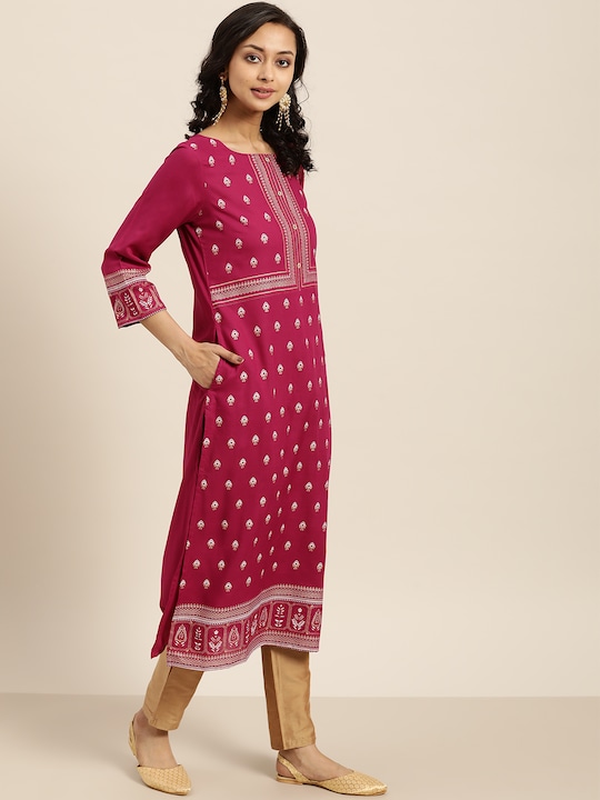 Sangria Women Ethnic Motifs Print Straight Kurta