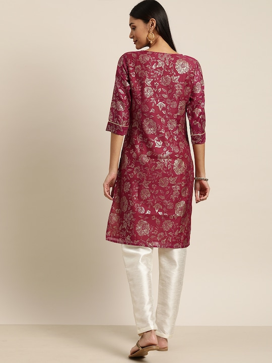 all about you Women Floral Printed Straight Kurta