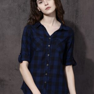 Roadster Women Slim Fit Checked Sustainable Casual Shirt