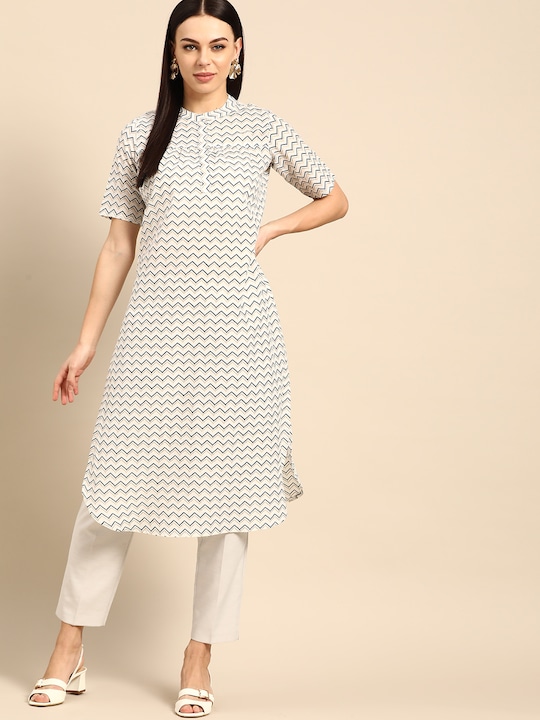 Anouk Women Chevron Printed Straight Kurta