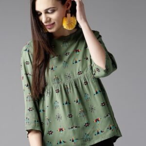 HERE&NOW Geometric A-Line Top with Gathered Detail