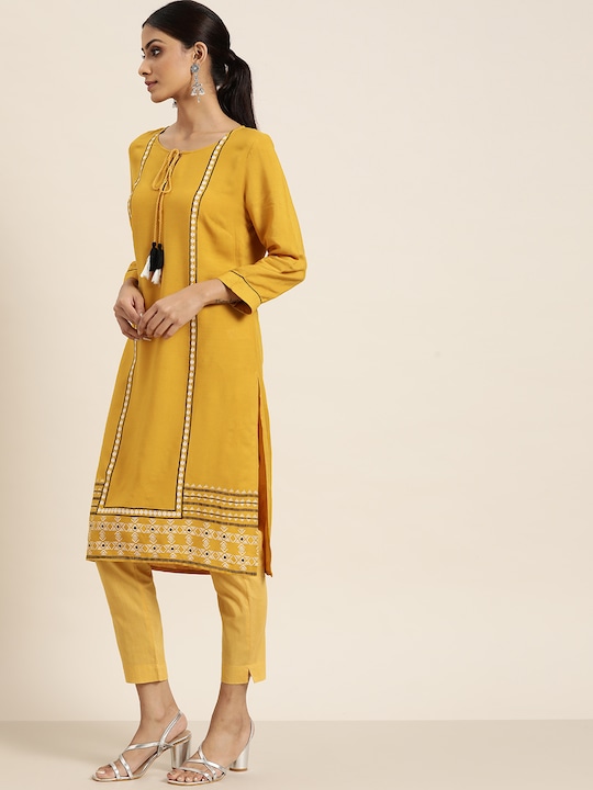 all about you Women Solid Straight Kurta