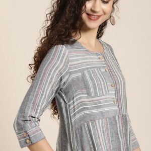 Taavi Women Striped Woven Legacy A-line Sustainable Dress