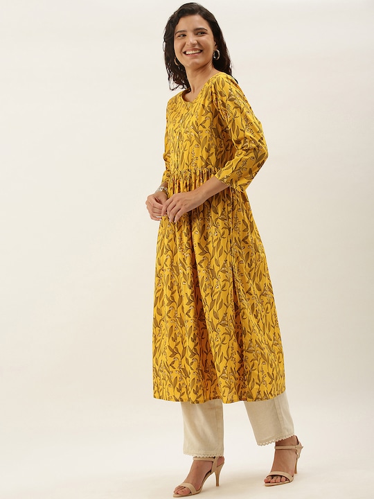 Sangria Women Floral Printed Kurta with Gathers