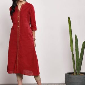 Sangria Women Solid A-Line Kurta