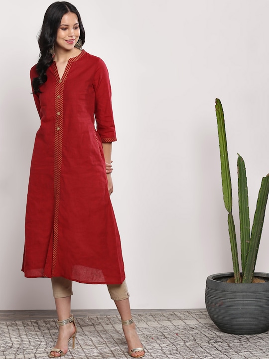 Sangria Women Solid A-Line Kurta