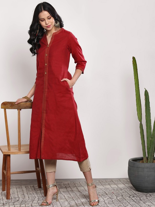 Sangria Women Solid A-Line Kurta