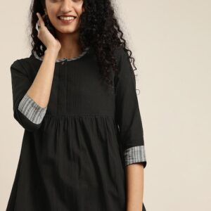 Taavi Woven Legacy A-Line Pure Cotton Top with Gathers