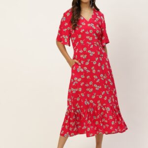 DressBerry Floral Ethnic Sustainable A-Line Midi Dress