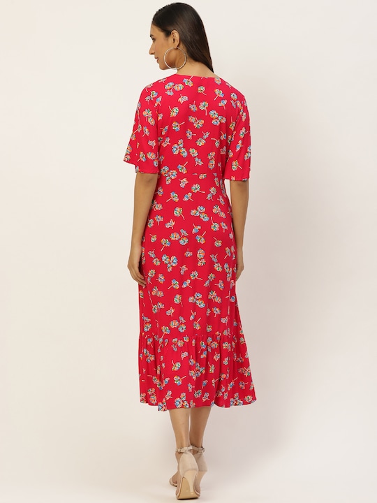 DressBerry Floral Ethnic Sustainable A-Line Midi Dress