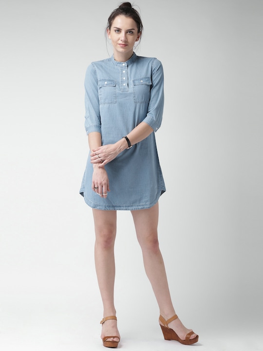 Mast & Harbour Blue Denim Shirt Dress