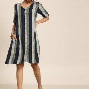 Taavi Women Woven Legacy A-Line Sustainable Dress with Pockets