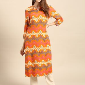 Anouk Women Orange & Grey Printed Kurta