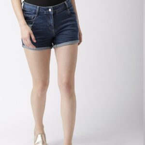 Mast & Harbour Women Washed Regular Fit Denim Shorts