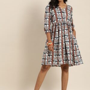 Taavi A-Line Sustainable Dress with Gathers