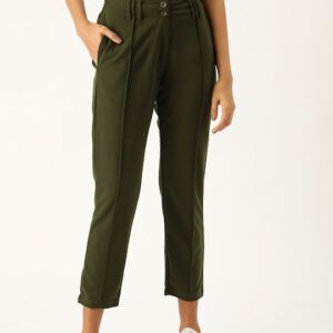 DressBerry Women Regular Fit Solid Cropped Trousers