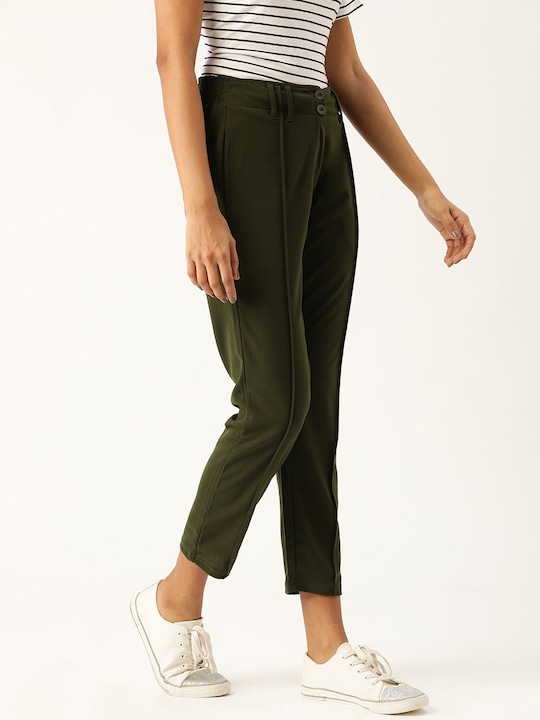 DressBerry Women Regular Fit Solid Cropped Trousers