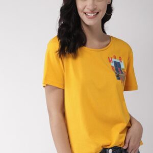 Mast & Harbour Women Solid Round Neck T-shirt