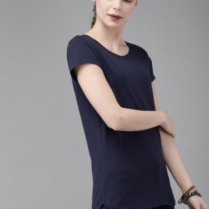 Roadster Women Solid Round Neck Pure Cotton T-shirt