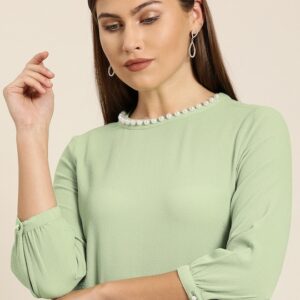 all about you Women Solid Jewel Neck Top