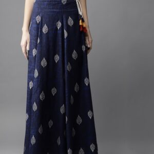 Moda Rapido Printed Pure Cotton Maxi Flared Skirt