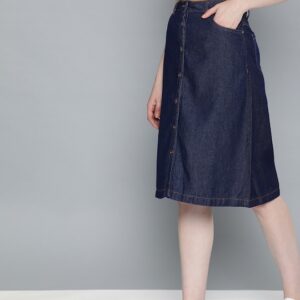 Chemistry Blue Denim Straight Pure Cotton Skirt