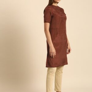 Anouk Women Rust Solid Kurta