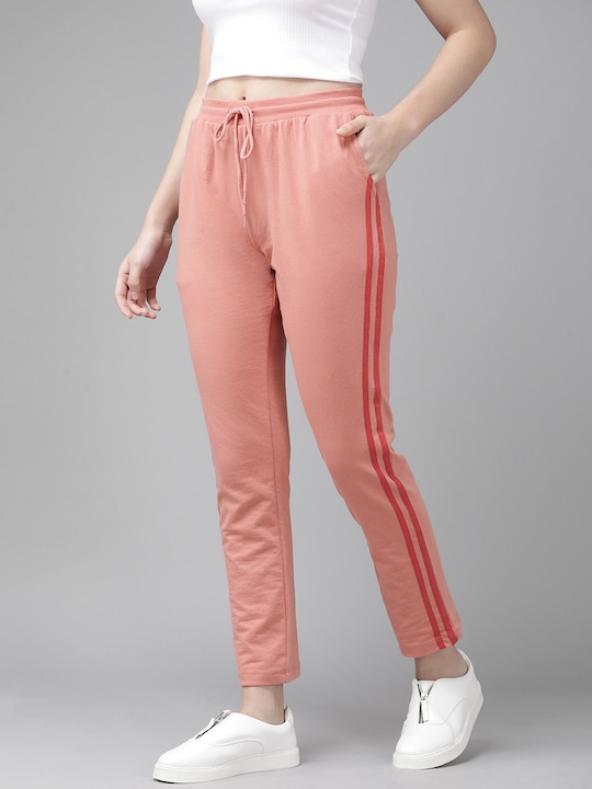 Roadster Women Solid Cropped Track Pants With Side Stripes