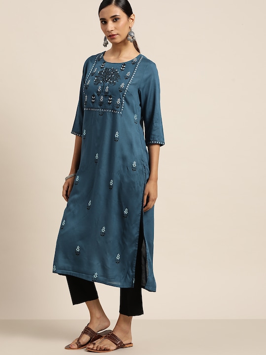 Moda Rapido Women Floral Printed Thread Work Kurta