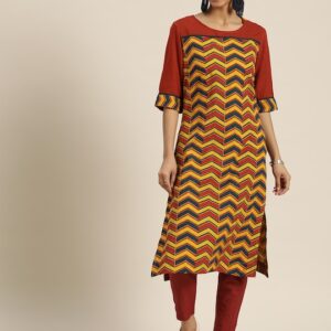 Sangria Women Chevron Printed Kurta