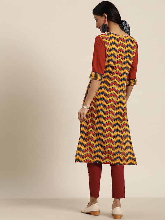 Sangria Women Chevron Printed Kurta