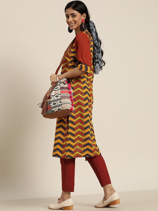 Sangria Women Chevron Printed Kurta