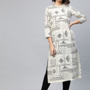 HERE&NOW Women Cotton Ethnic Motifs Printed Straight Kurta