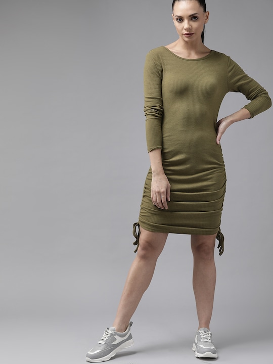 Roadster  Ribbed Ruched Bodycon Dress