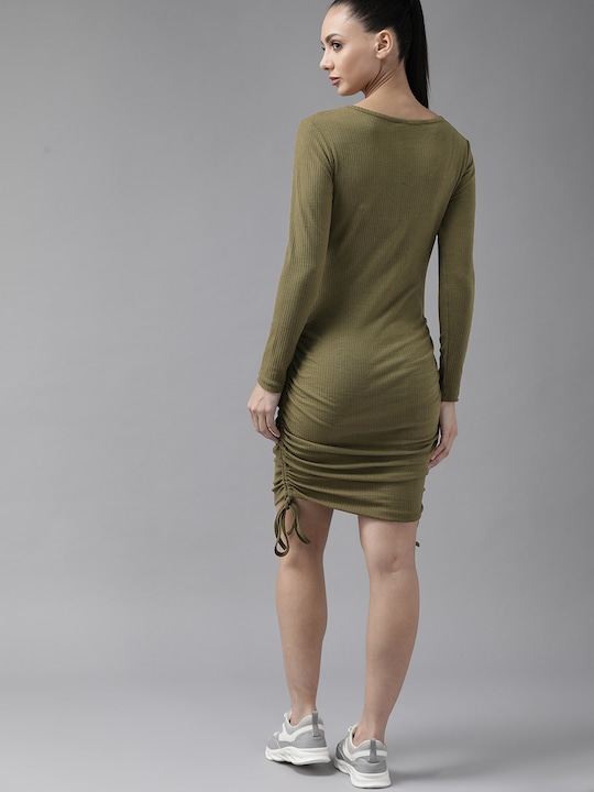 Roadster  Ribbed Ruched Bodycon Dress