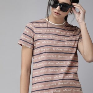 Roadster Women Printed Round Neck Pure Cotton T-shirt