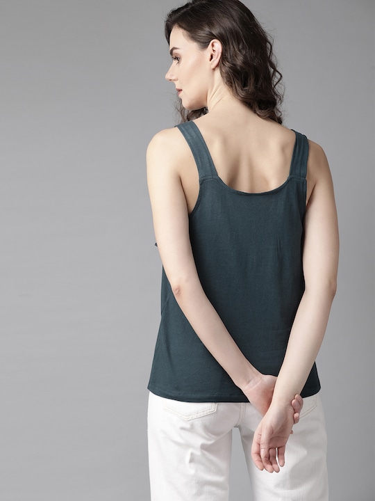 Roadster Women Solid Pure Cotton Top