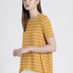 Chemistry Women Striped Round Neck T-shirt