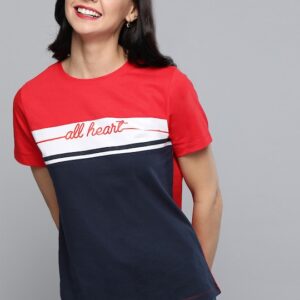 Mast & Harbour Women Colourblocked Cotton T-shirt