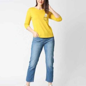 Bewakoof Cute Heart Pocket 3/4 Sleeves T-Shirt