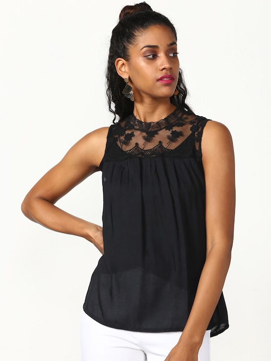 Miss Bennett Women Black Self-Design Top