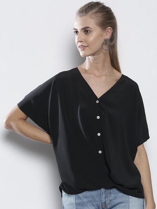 DOROTHY PERKINS Women Black Solid Top