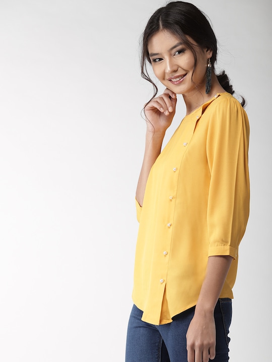 Style Quotient Women Solid Asymmetric Closure Top