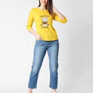 Bewakoof Powered By Coffee 3/4 Sleeves T-Shirt