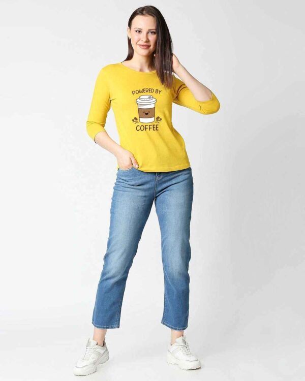 Bewakoof Powered By Coffee 3/4 Sleeves T-Shirt